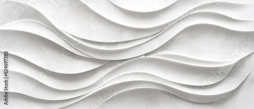 Fototapeta Naklejka Na Ścianę i Meble -  White waves 3d tiles tile, marbled marble stone texture wall background banner panorama