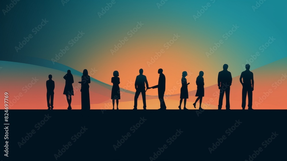 group of people illustration, head silhouette of men and women