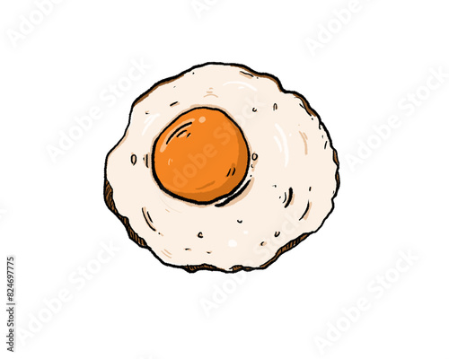 fried eggs hand draw cute cartoon color hand draw isolated.