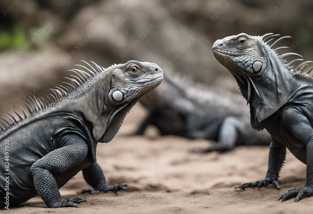 Obraz premium galapagos Black Iguanas 