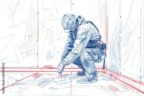 Detailed drawing of a man in a space suit, suitable for educational materials