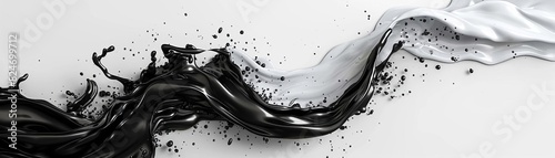 Mindbending art liquid metal flat design top view fluid transformation theme cartoon drawing black and white photo