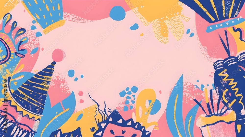 Vibrant Carnival Party Backdrop with Playful Doodle Patterns and Minimalist Carnival Motifs Vibrant Carnival Party Backdrop with Playful Doodle Patterns and Minimalist Carnival Motifs