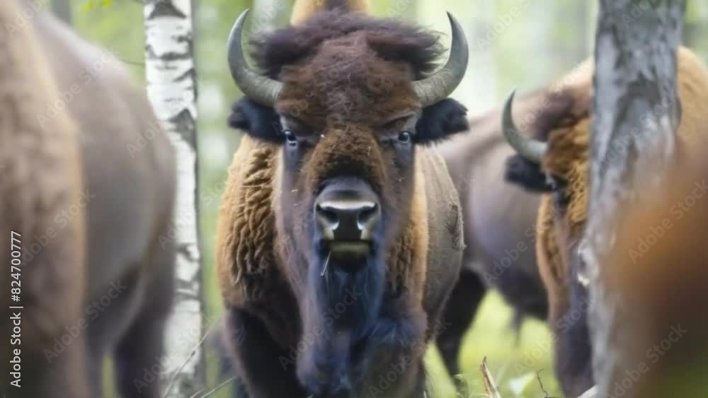 Bison in the Forest, Majestic Wildlife in its Natural Habitat Bison in the Forest, Majestic Wildlife in its Natural Habitat