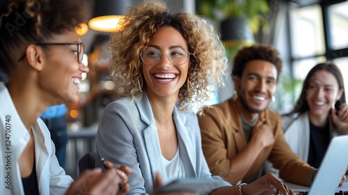 A diverse group of business people were having fun, Multiracial teamwork portrait of big group of colleagues. Corporative lifestyle of a diverse office workers in a financial center