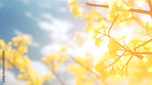 A peaceful day concept  Abstract sunshine sky with blurred beautiful yellow nature background