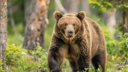 Wallpaper Mural Brown Bear in the Forest in Summer, A Majestic Wildlife Encounter Torontodigital.ca