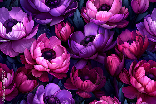 A beautiful purple flower arrangement with a purple background