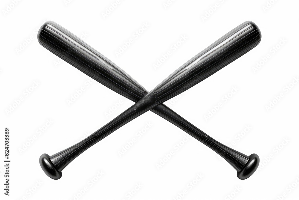 Two baseball bats on a plain white background. Ideal for sports or recreation concepts Two baseball bats on a plain white background. Ideal for sports or recreation concepts