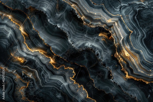 Close up of a black and gold marble, perfect for luxury design projects