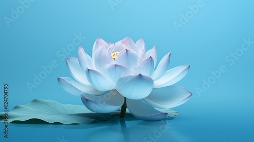 A lotus flower on blue background