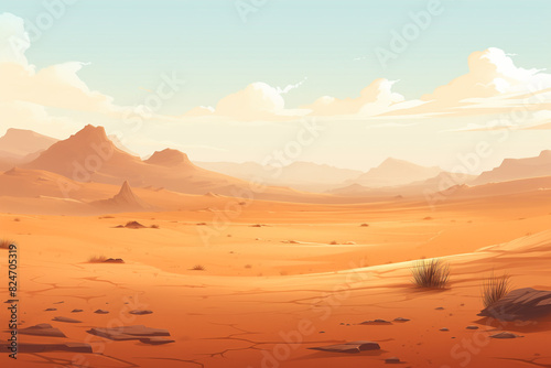 Desert Landscape  Soft Pastels  Vast Expanse  Daytime