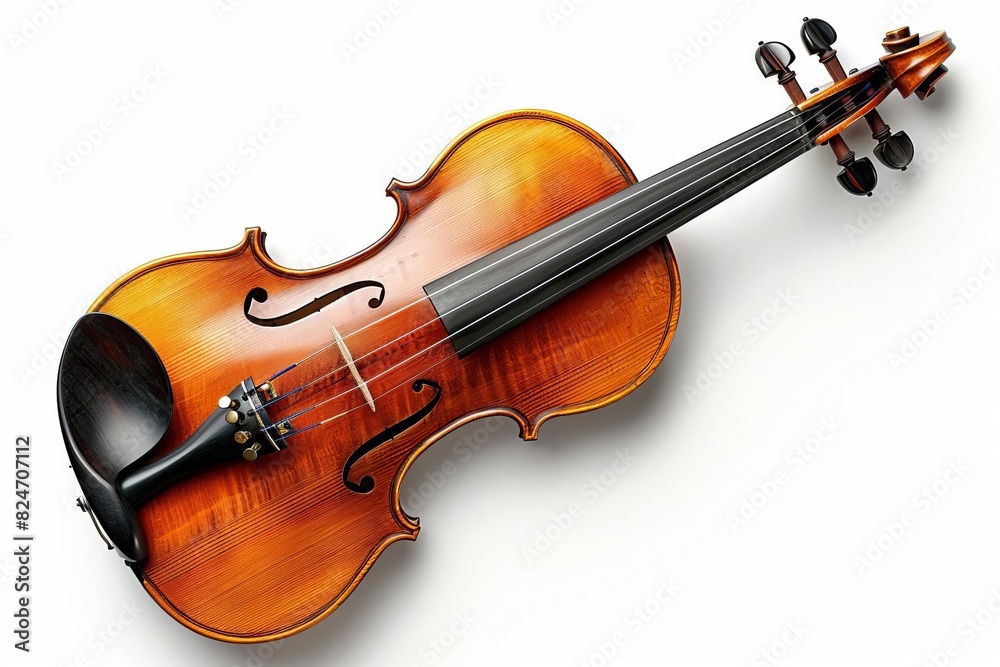 Fototapeta premium Close-up of a classic violin on white background. Perfect for music, instrument, and classical themes.