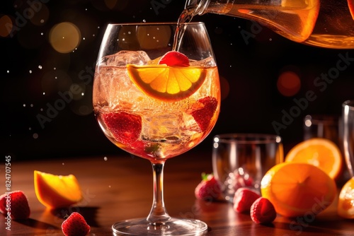 Wallpaper Mural Sparkling Sangria Pour: Pouring sparkling sangria into a glass. Torontodigital.ca