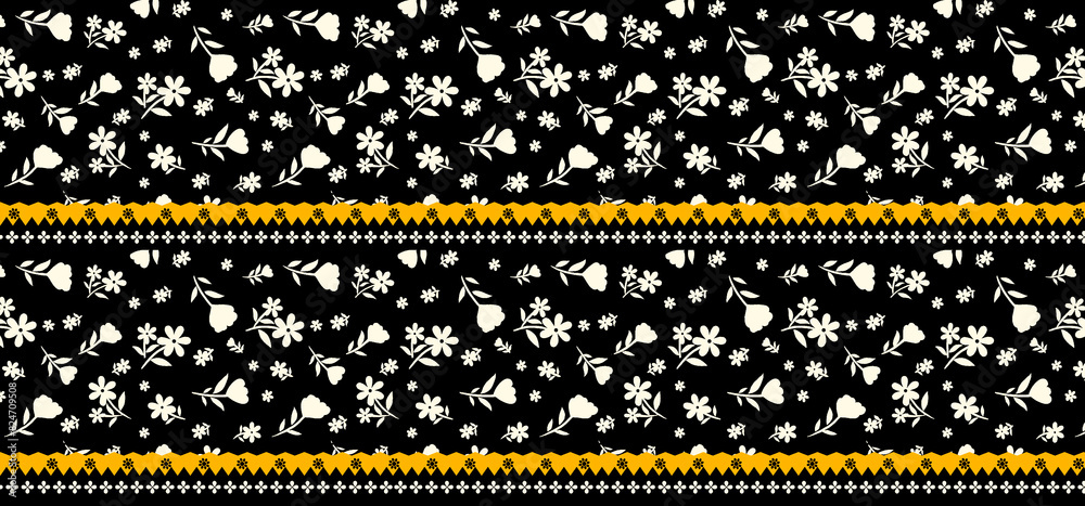 Textile Design Digital Border and Motif
