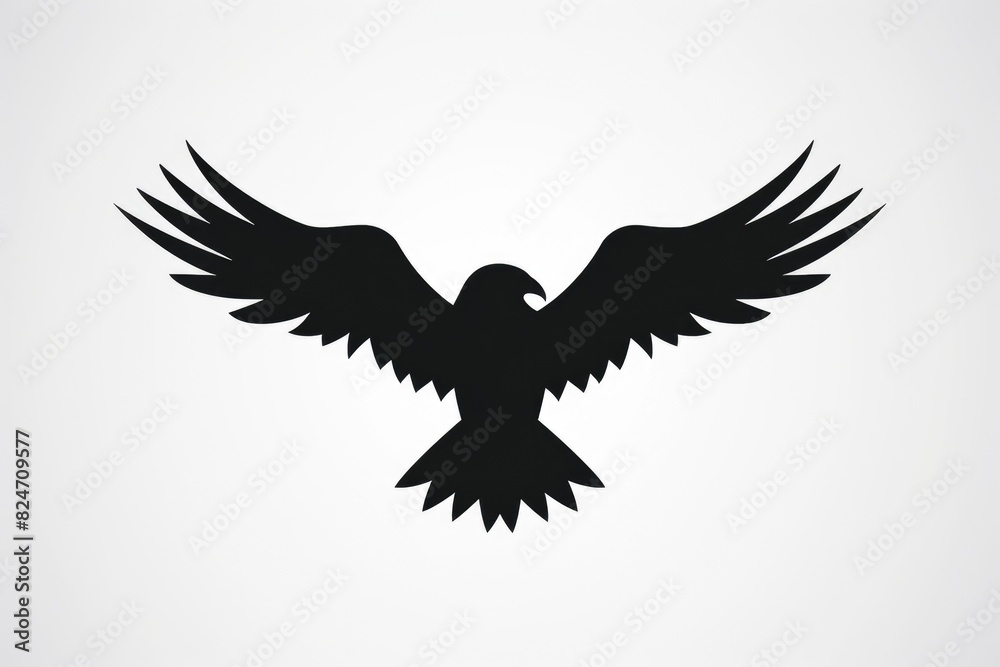 Black silhouette of a bird with spread wings. Suitable for various design projects Black silhouette of a bird with spread wings. Suitable for various design projects