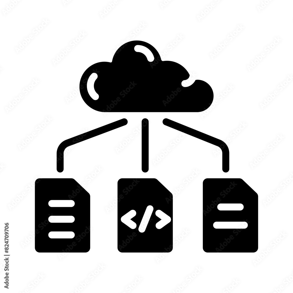 Download glyph style icon of cloud coding Download glyph style icon of cloud coding