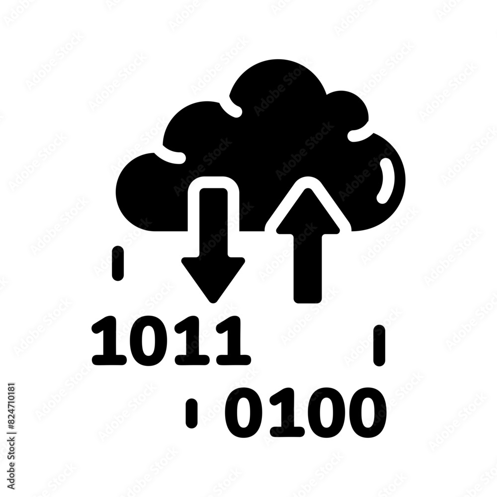 Latest glyph icon of a binary cloud Latest glyph icon of a binary cloud