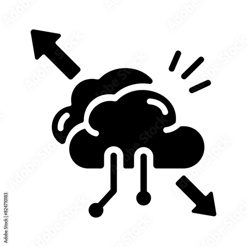 Get this glyph icon of cloud scalability 