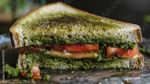 Moldy and Decaying Sandwich with Green Fuzz Covering Bread and Filling