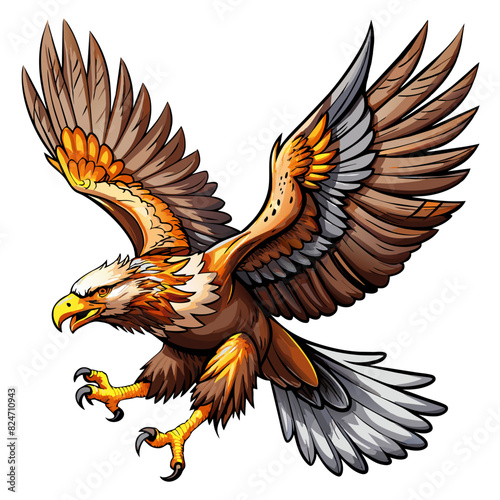 realistic Eagle full body ,Jumping, illustration vector  with white background