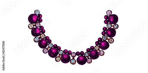 Doodle Purple Fashion Necklace Vector Illustration. 
