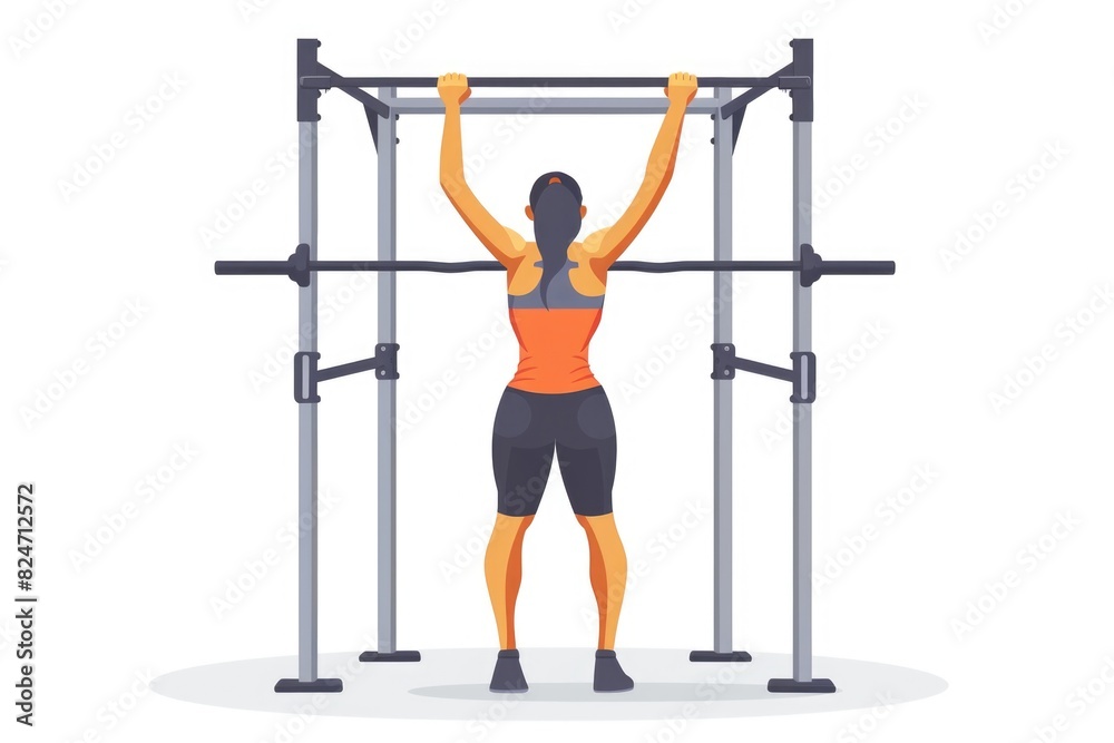 Fototapeta premium Athletic woman performing pull ups, suitable for fitness content