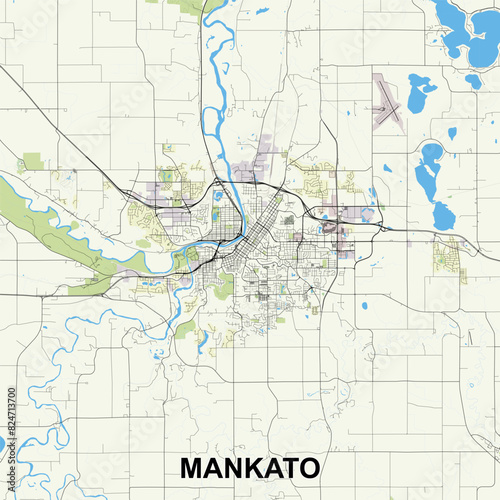 Mankato  Minnesota  United States map poster art