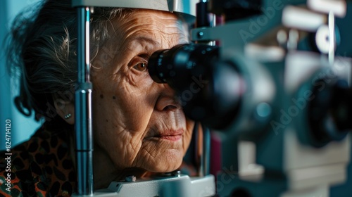 Elderly woman using glasses, suitable for lifestyle and healthcare concepts