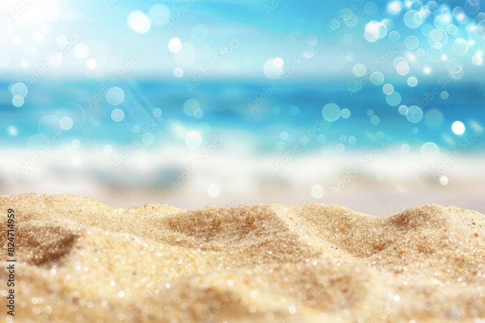 Blurred background of a beautiful beach with a blue sky and white clouds. Blurred background of a beautiful beach with a blue sky and white clouds.