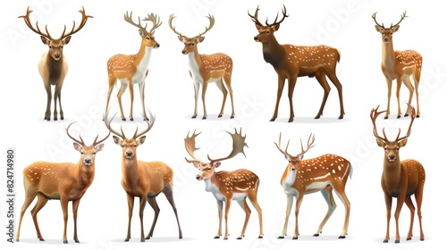 A group of deer standing together in a natural setting. Perfect for wildlife enthusiasts