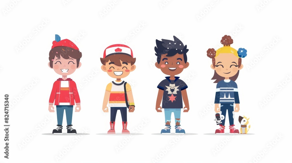 Modern illustration of a smiling child in a flat design style. Children cartoon illustration featuring diversity and inclusion.