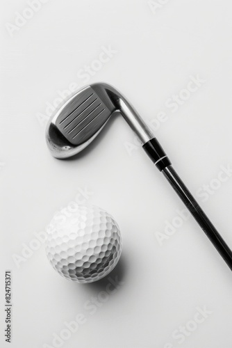 Golf club and ball on a table, suitable for sports or leisure concepts