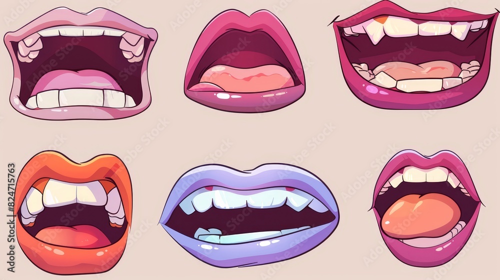 Cartoon mouth poses modern set of high quality original trendy moderns Cartoon mouth poses modern set of high quality original trendy moderns