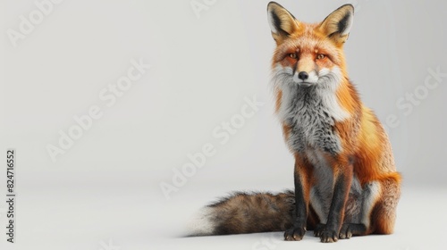 A red fox sitting on the ground, looking at the camera. Perfect for wildlife and nature themes