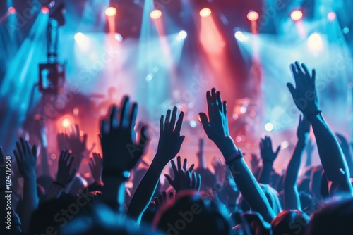 Wallpaper Mural Crowd cheering and clapping at concert or live show, stage light background with copy space for text stock Torontodigital.ca