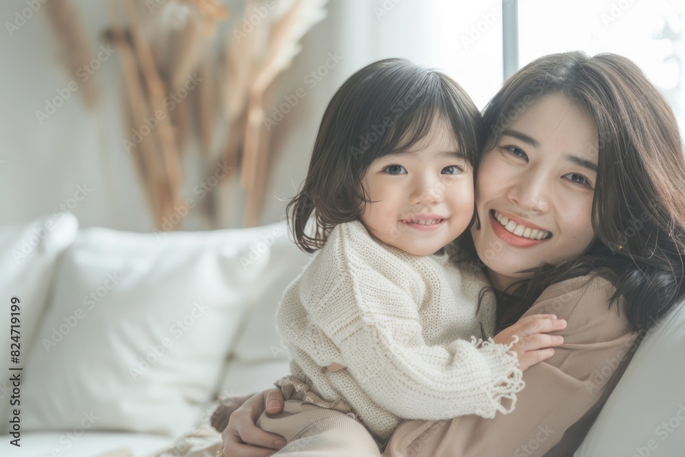 Mother holding her daughter in her arms smiling at the camera. Mother holding her daughter in her arms smiling at the camera.