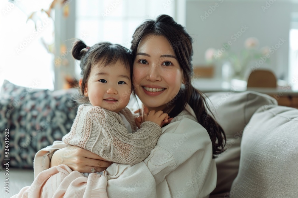 Mother holding her daughter in her arms smiling at the camera. Mother holding her daughter in her arms smiling at the camera.