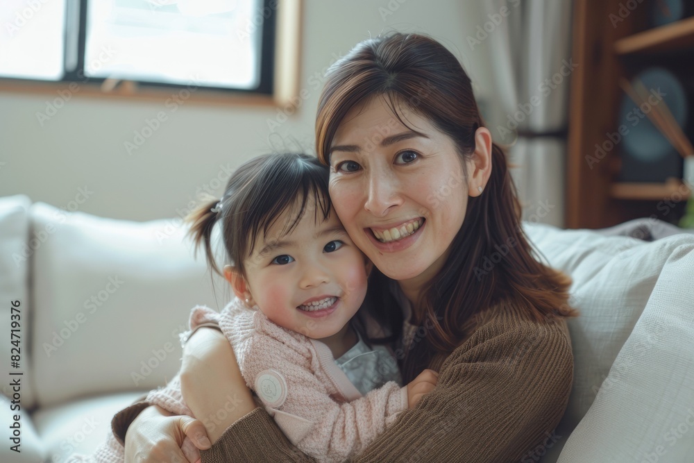 Mother holding her daughter in her arms smiling at the camera. Mother holding her daughter in her arms smiling at the camera.