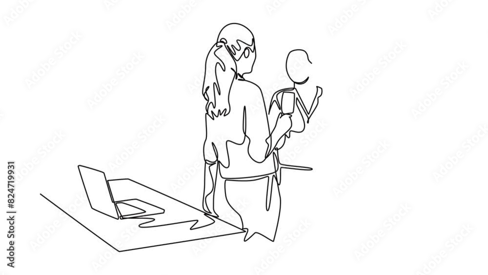Gathering employees Concept. Single line draw design. Full length animation illustration. High quality 4k footage. Gathering employees Concept. Single line draw design. Full length animation illustration. High quality 4k footage.