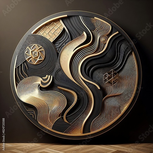 gold and black background with a luxurious and elegant geometric design