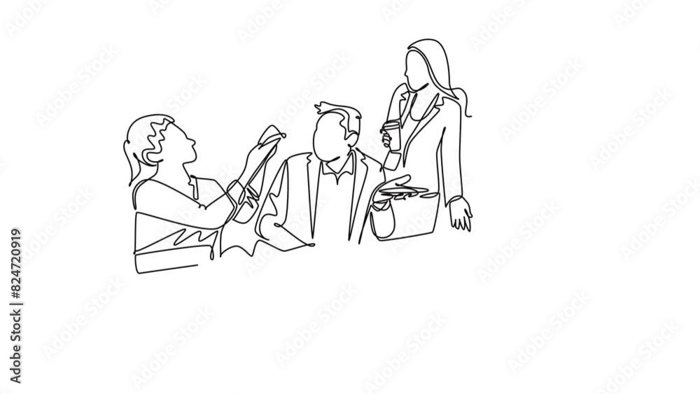 Gathering employees Concept. Single line draw design. Full length animation illustration. High quality 4k footage. Gathering employees Concept. Single line draw design. Full length animation illustration. High quality 4k footage.