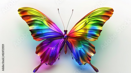 Eyecatching Image of beautiful colorful of a butterfly on white