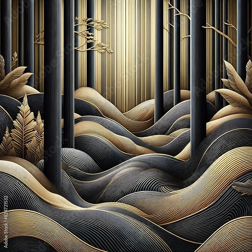 gold and black background with a luxurious and elegant geometric design