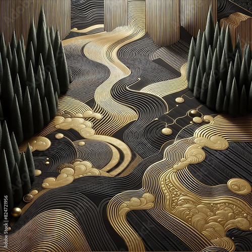 gold and black background with a luxurious and elegant geometric design