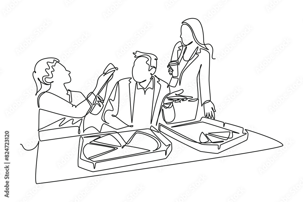 Gathering employees Concept. Single line draw design vector graphic illustration. Gathering employees Concept. Single line draw design vector graphic illustration.