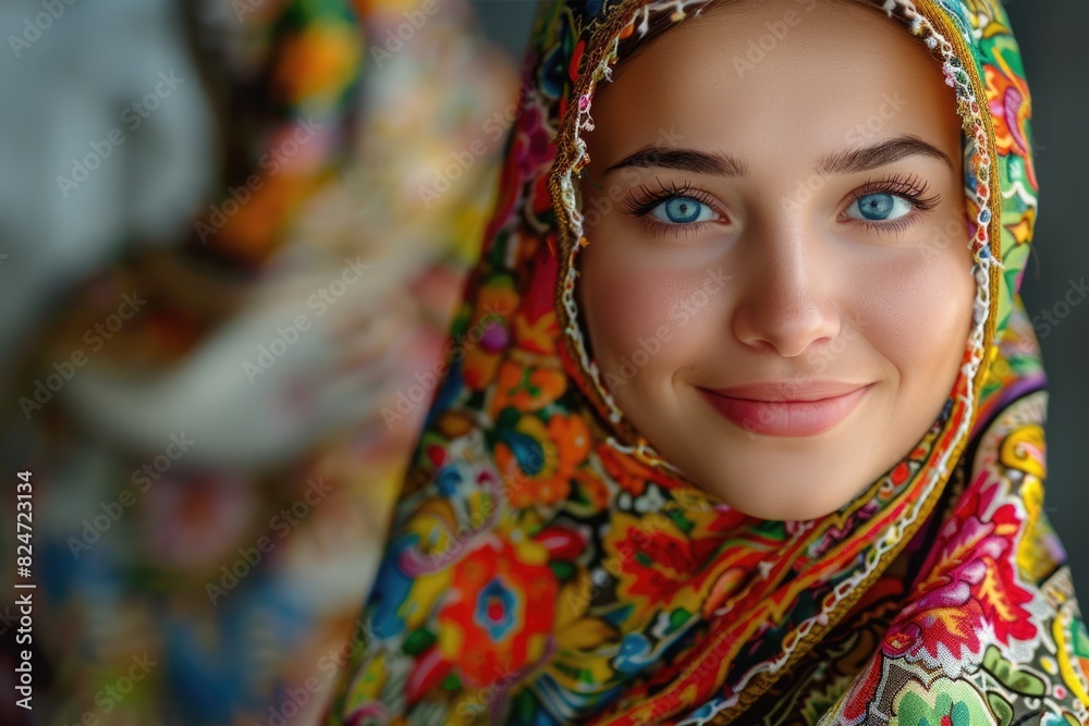 Young Russian women wearing ethnic costumes Young Russian women wearing ethnic costumes