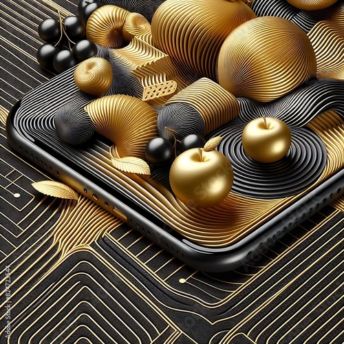 gold and black background with a luxurious and elegant geometric design