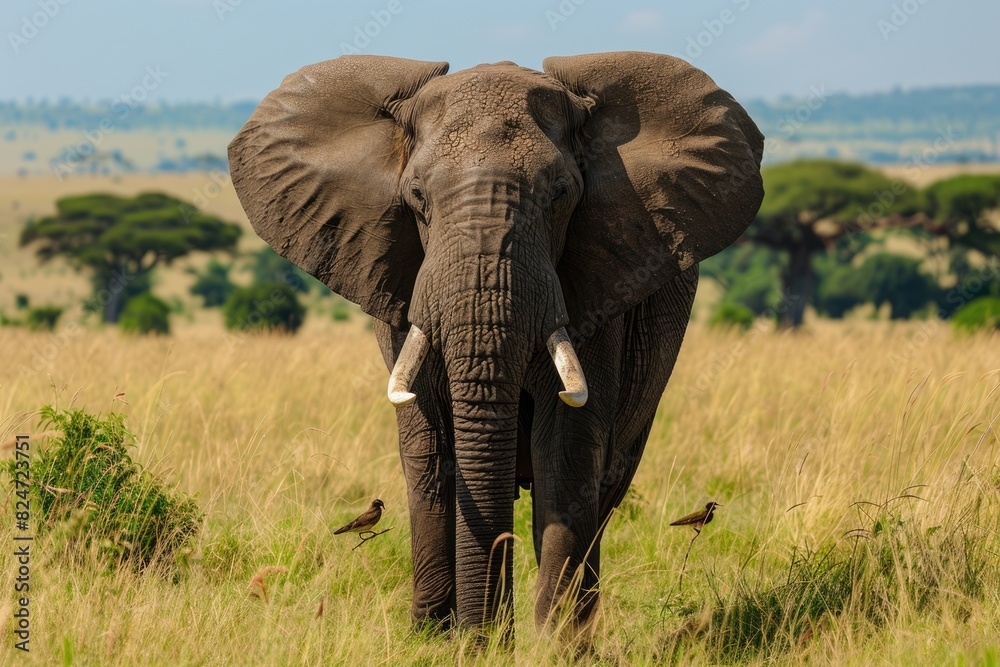 Fototapeta premium Grassland and African Elephants