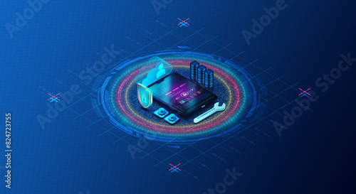 Photos Unified Endpoint Management Concept - UEM - 3D Illustration